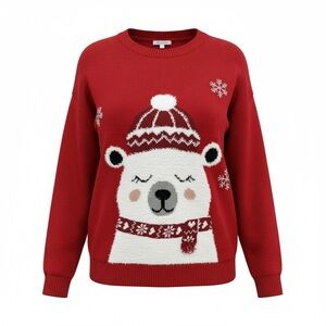 Festive Red Polar Bear Sweater